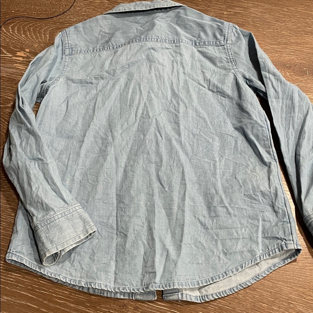 Button Down Shirt Epic Threads Long-Sleeve Cotton Blue Chambray Collar 7 Boys - Picture 5 of 5